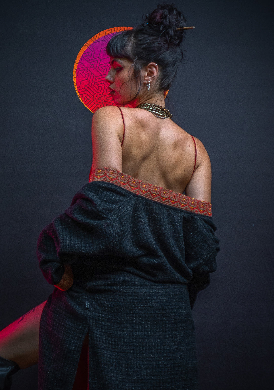 Open Kimono / Chanel Woven Border - Black NAGALAND